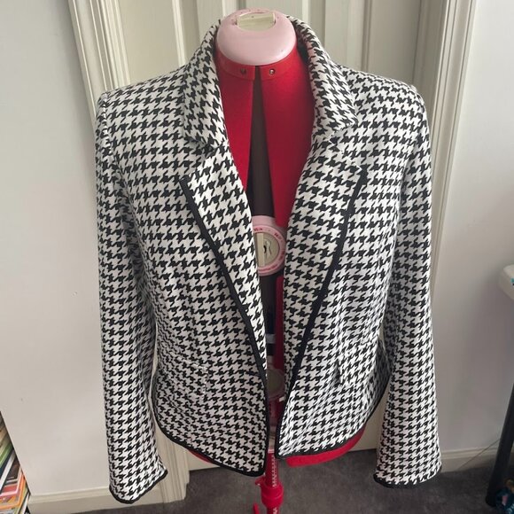 Women's black and white houndstooth Blazer, size Large - Picture 1 of 4